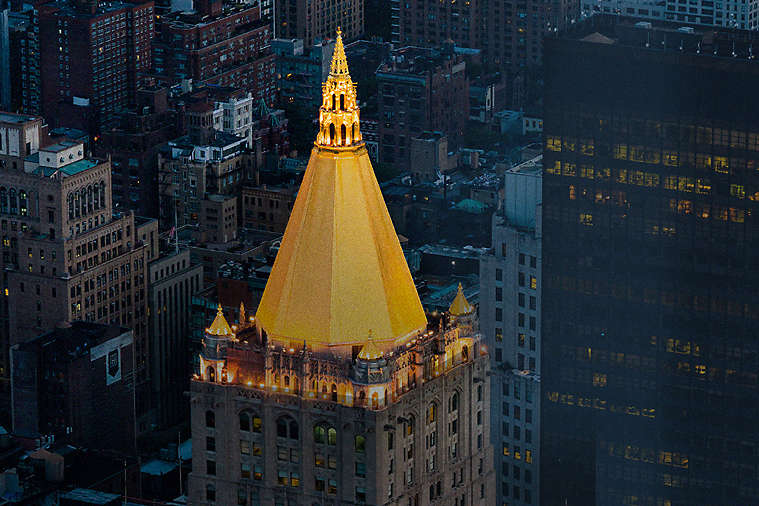 New York Life building in New York City with gold dome