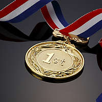 Gold medal on black background