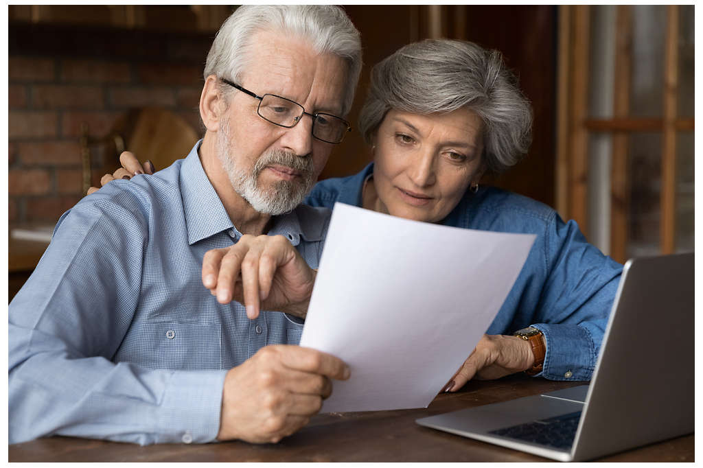 A couple reviewing their retirement goals