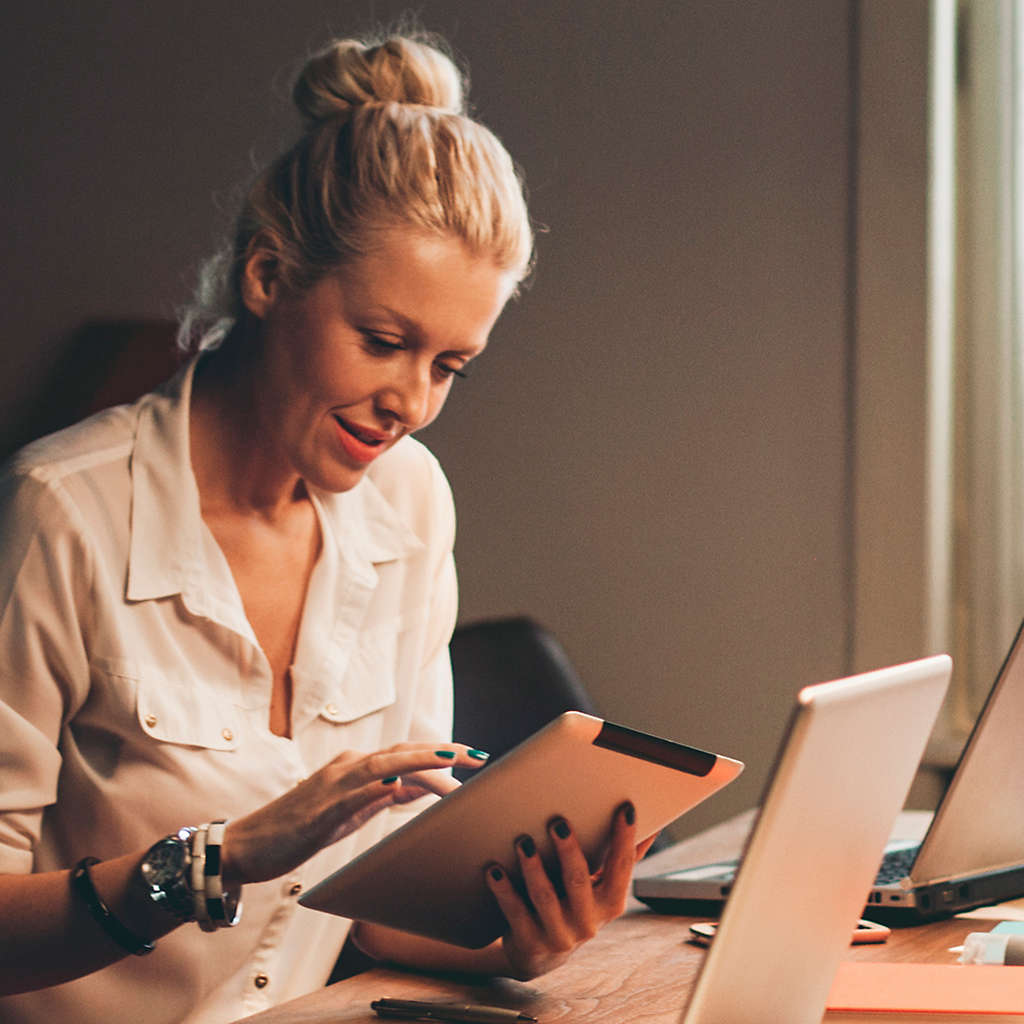 Woman working on a laptop