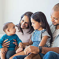Young family of four