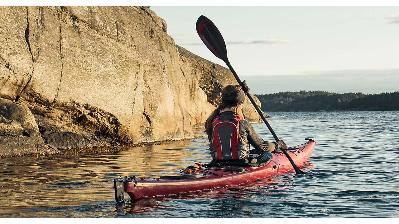 Kayaking on lake