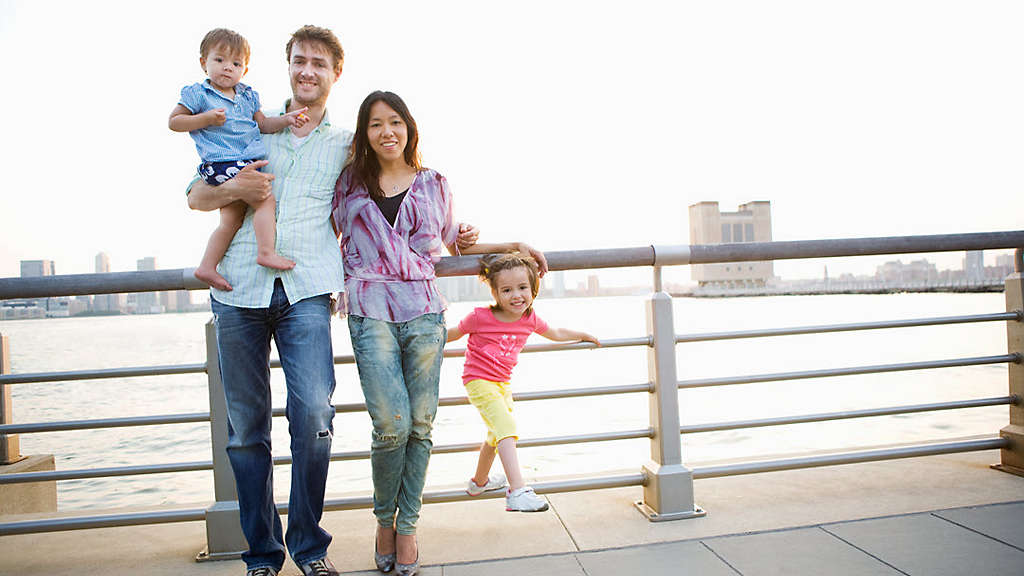  Portrait of a family by the river