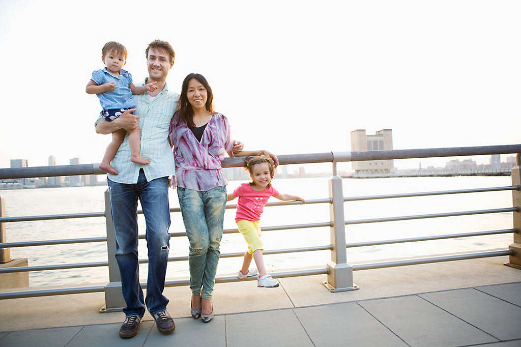  Portrait of a family by the river