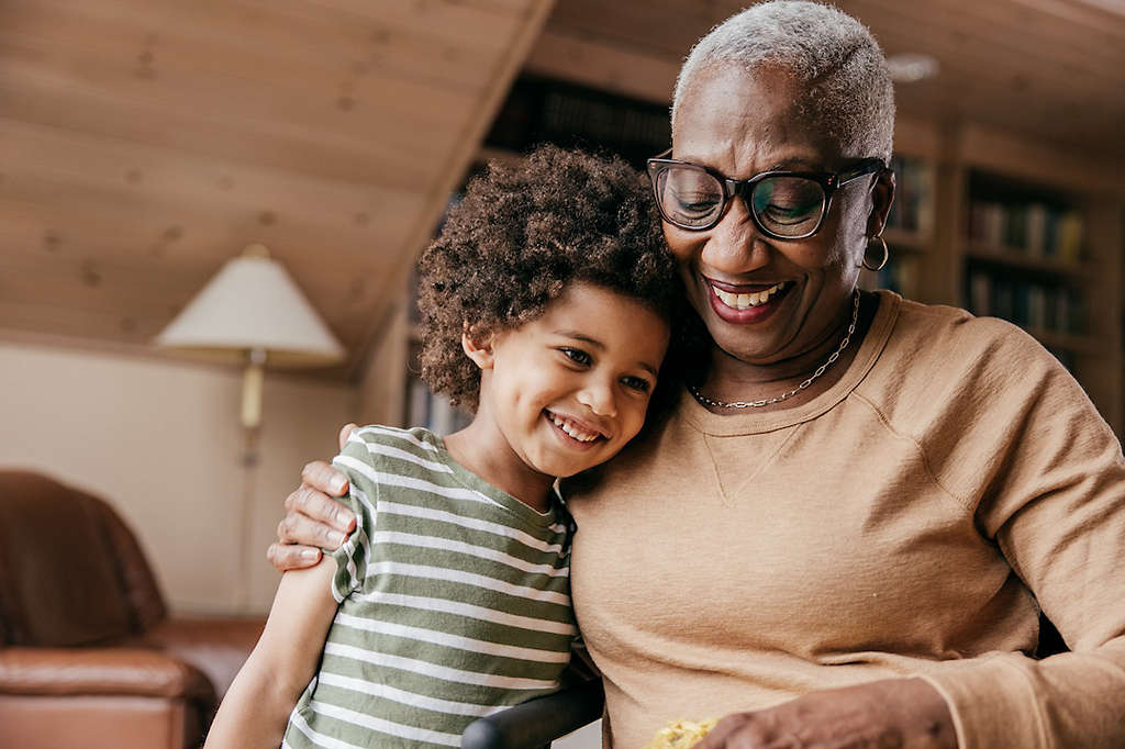 Grandmother and grandson spending time together