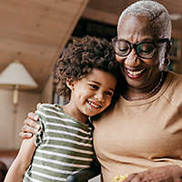 Grandmother and grandson spending time together