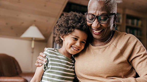 Grandmother and grandson spending time together