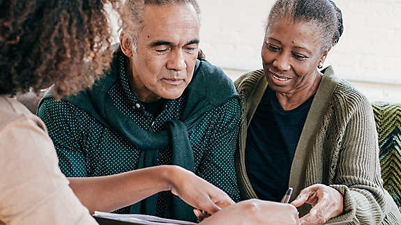 Elderly friends talking
