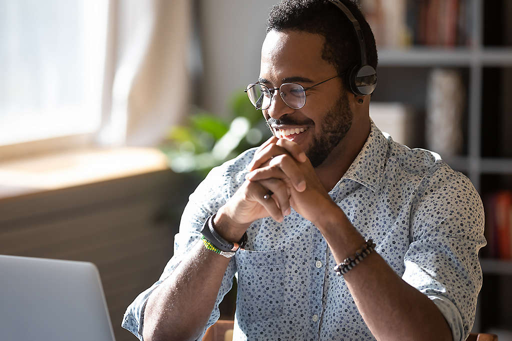 Man on conference call