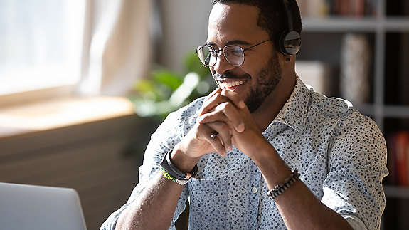 Man on conference call