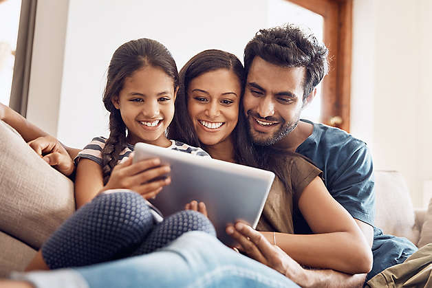 Family working on iPage