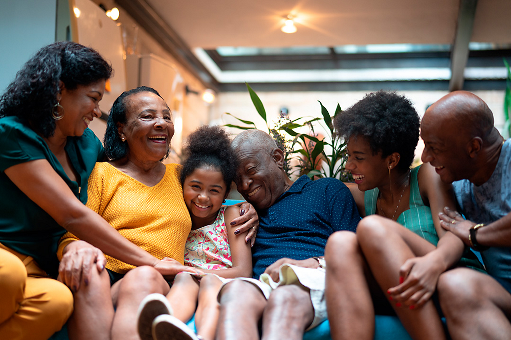 Family enjoying time together and laughing