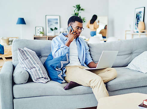 Student on the phone
