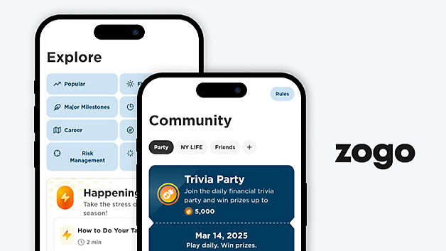 zogo app screens and logo